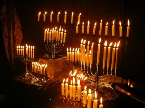 A multitude of Hanukkah Menorahs